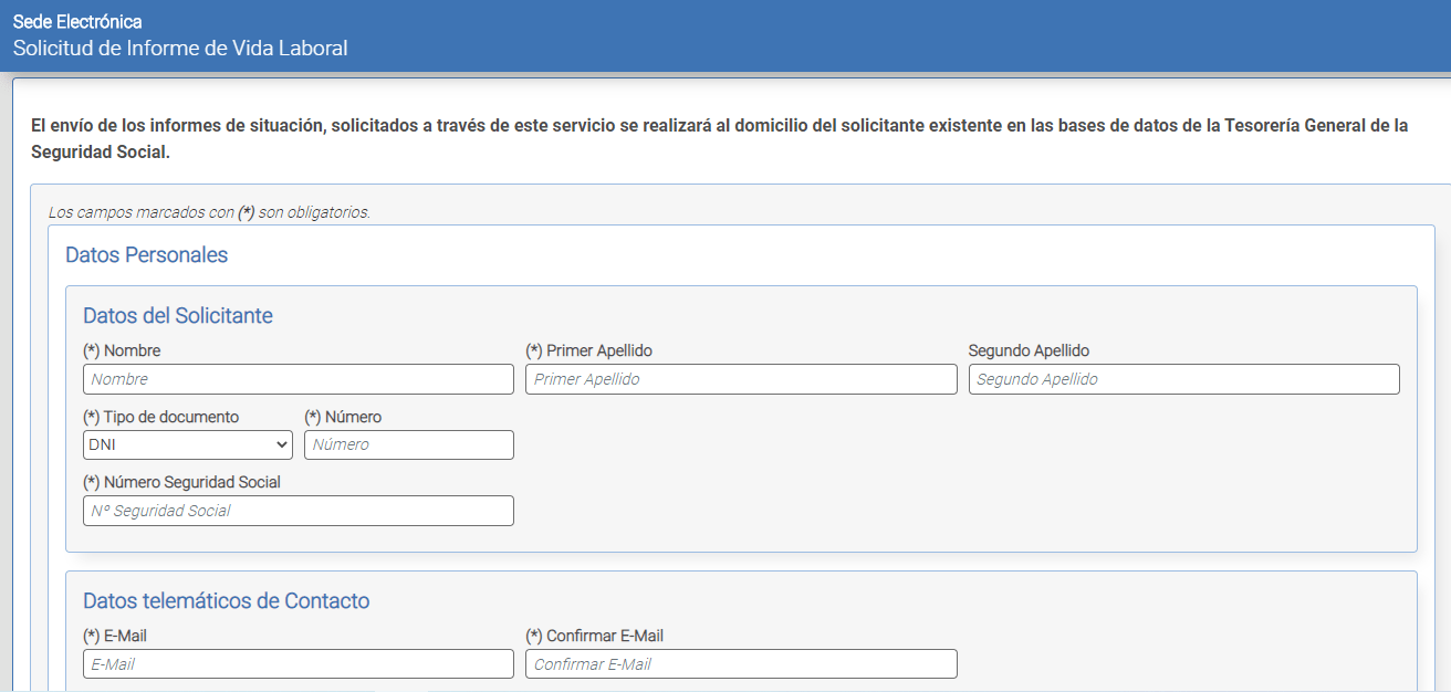 Solicitar certificado Vida Laboral